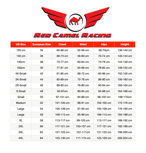 Black SFI rated fire suit size chart